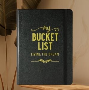 "My Bucket List - Living The Dream" Black And Gold Journal
